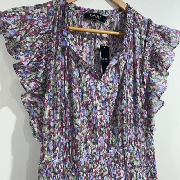 Ralph Lauren dress floral capped ruffled midi size 8 NEW - Picture 12 of 15